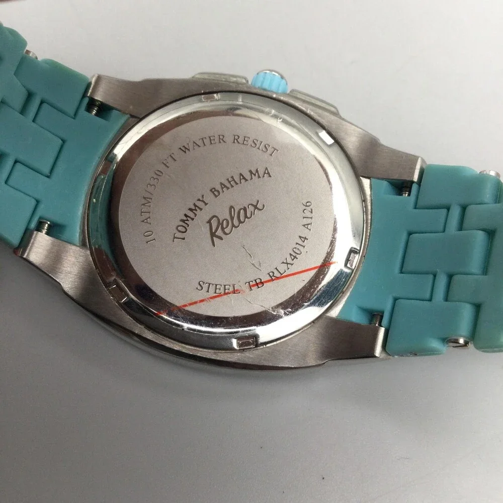 Tommy Bahama Relax Womens Watch 36mm White Dial Silicone Date New Battery 7